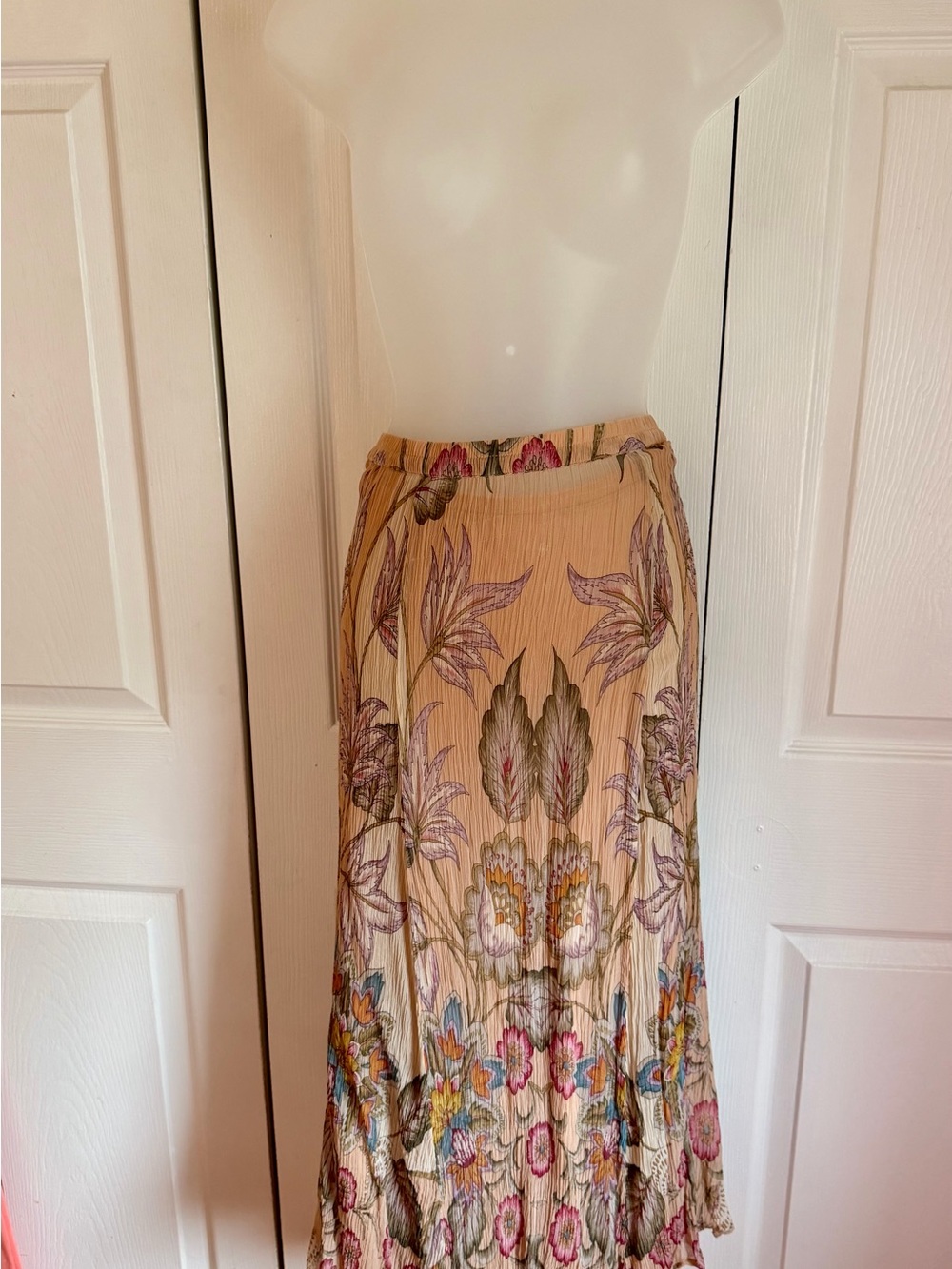 Soft Surroundings Cream Floral  Maxi Skirt